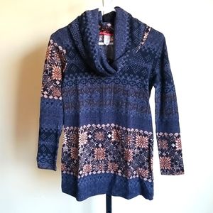 Rainbow Pattern Cowl Neck Womens Sweater - Medium